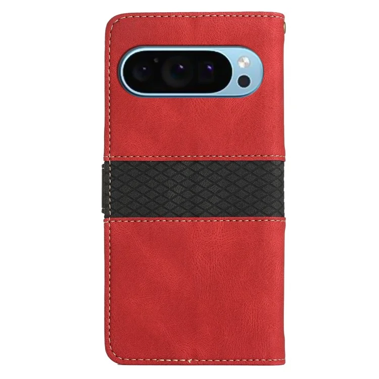 Para Google Pixel 9 / 9 Pro Funda Tarjeta Ranuras Cartera Cuero de PU Cubierta de Teléfono - Rojo