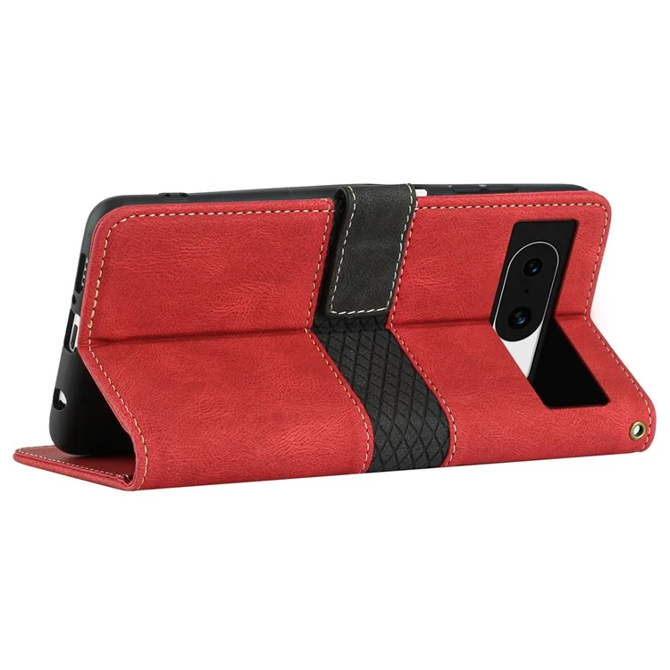 Für Google Pixel 8a Wallet Case Grid Splicing Phone Lederhülle - Rot