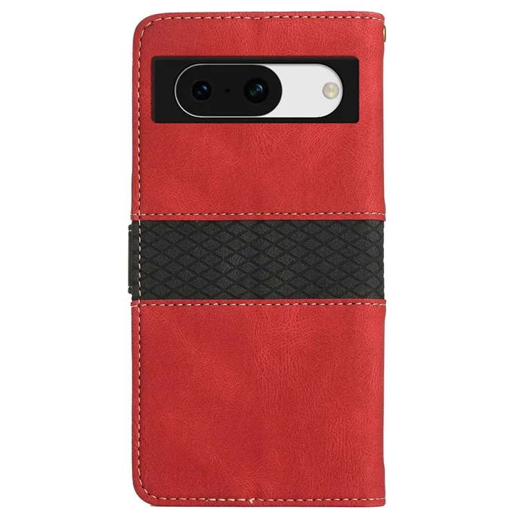 Für Google Pixel 8a Wallet Case Grid Splicing Phone Lederhülle - Rot