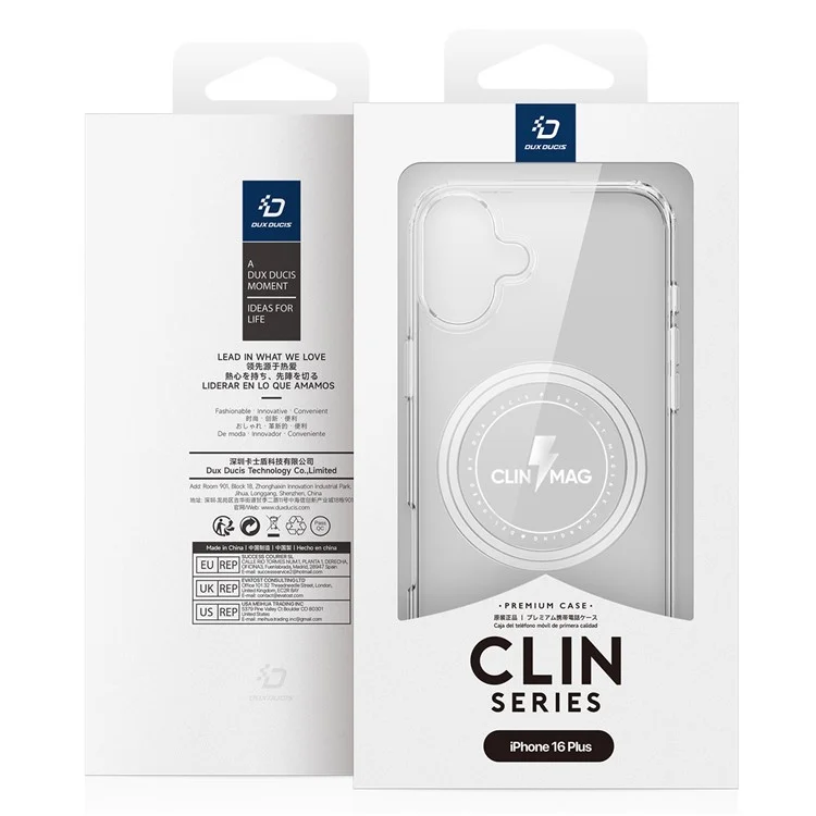 DUX DUCIS Clin Series for iPhone 16 Plus Magnetic Case Anti-Scratch Clear PC+TPU Phone Cover