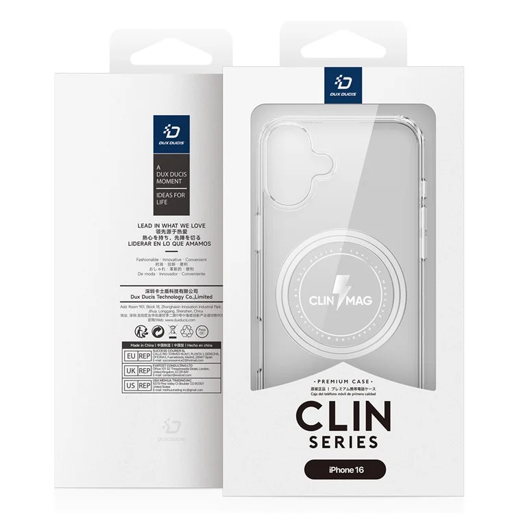 DUX DUCIS Clin Series for iPhone 16 Clear Case PC+TPU Phone Cover Compatible with MagSafe