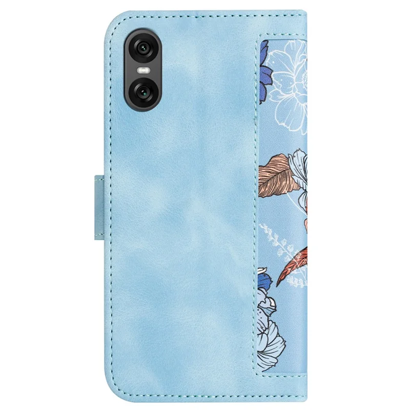 For Sony Xperia 10 VI Case Card Holder PU Leather Phone Cover Pattern Printed - Baby Blue