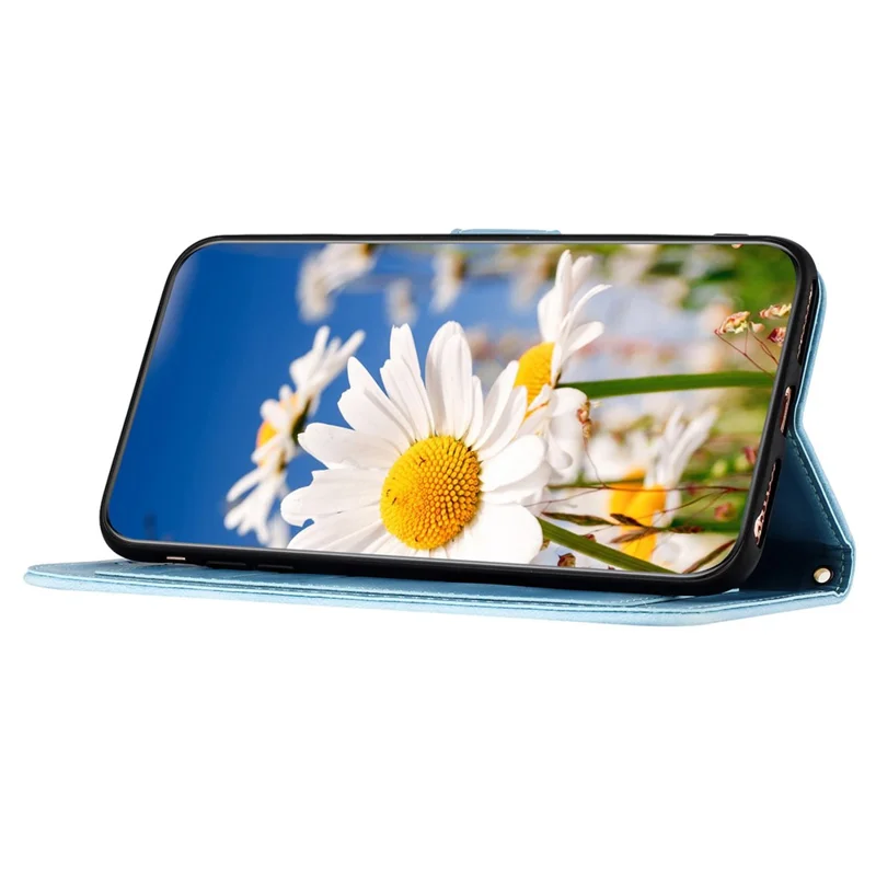 For Sony Xperia 10 VI Case Card Holder PU Leather Phone Cover Pattern Printed - Baby Blue