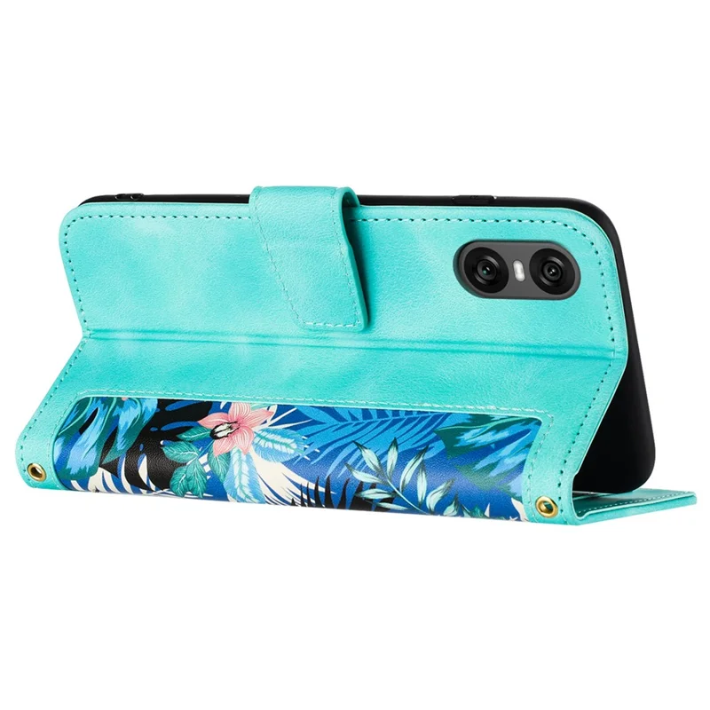 For Sony Xperia 10 VI Case Card Holder PU Leather Phone Cover Pattern Printed - Green