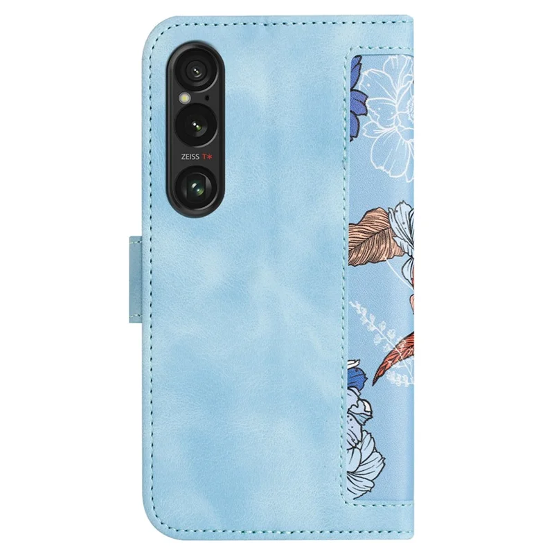 For Sony Xperia 1 VI Case Flower Pattern Card Slots Leather Phone Cover - Baby Blue