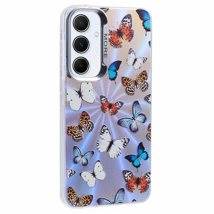 Para Samsung Galaxy A55 5G Case Borboleta Padrão TPU+PC Laser Bling Phone Cover - AB1