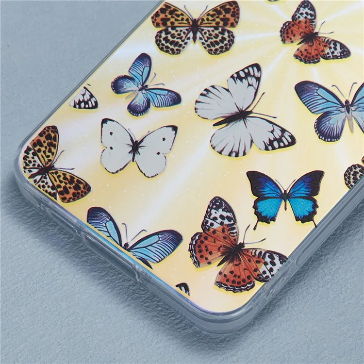 Para Samsung Galaxy A55 5G Case Borboleta Padrão TPU+PC Laser Bling Phone Cover - AB1