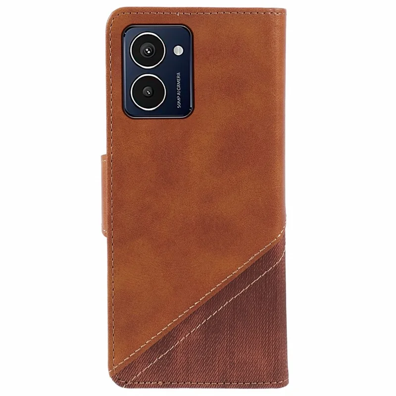 Per HMD Pulse Pro Case Texture Splicing Leather Full Protection Phone Cover - Brown