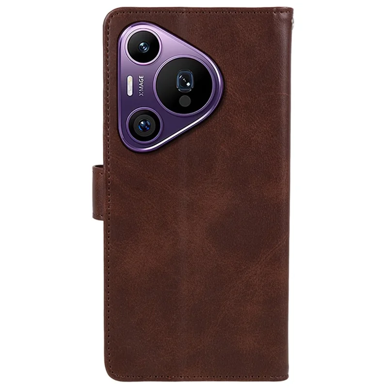 For Huawei Pura 70 Pro / Pura 70 Pro+ Case Leather Folio Flip Phone Cover Magnetic Clasp Calf Texture - Brown