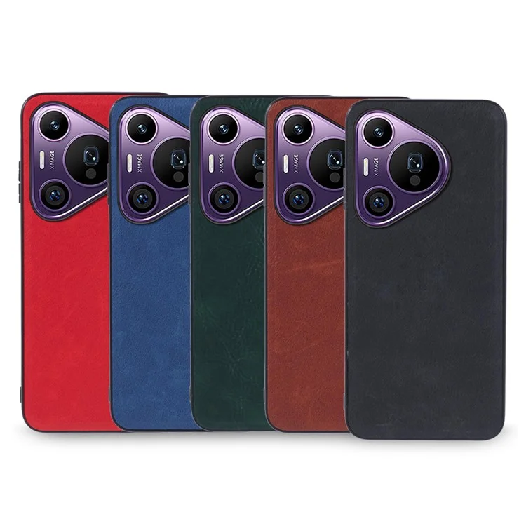 Для Huawei Pura 70 Pro / Pura 70 Pro+ Чехол в ретро-стиле, покрытый кожей, PC+TPU Чехол для телефона, ударопрочный - Черный