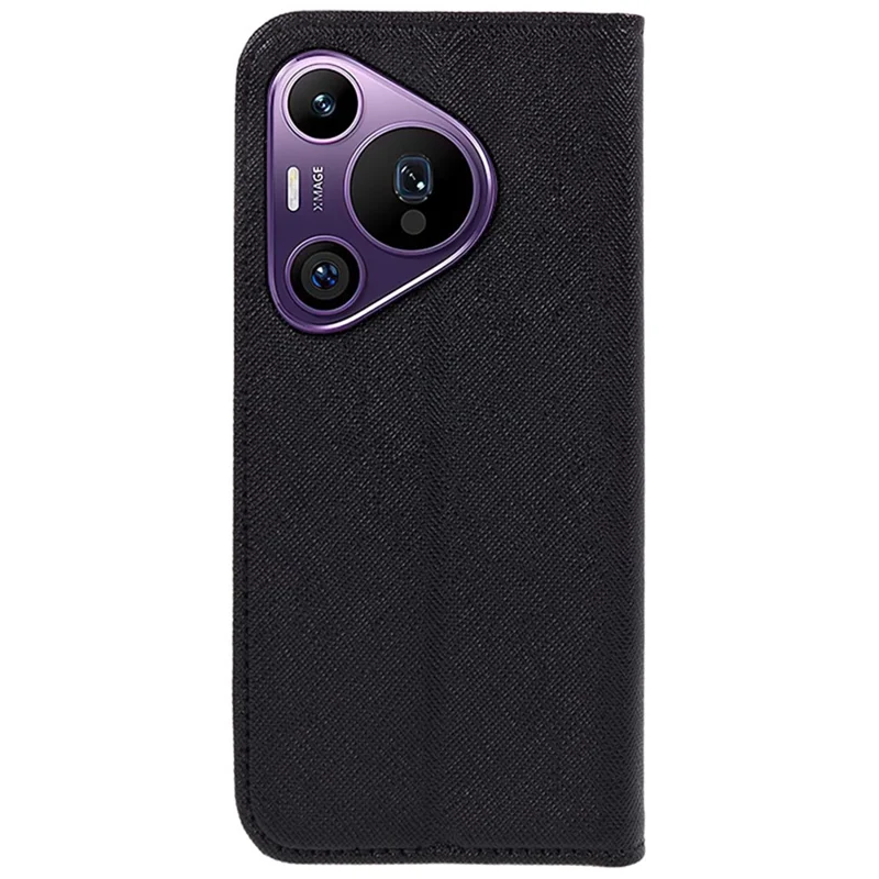 For Huawei Pura 70 Pro / Pura 70 Pro+ Case Cross Texture Leather Phone Cover Magnetic Closure - Black