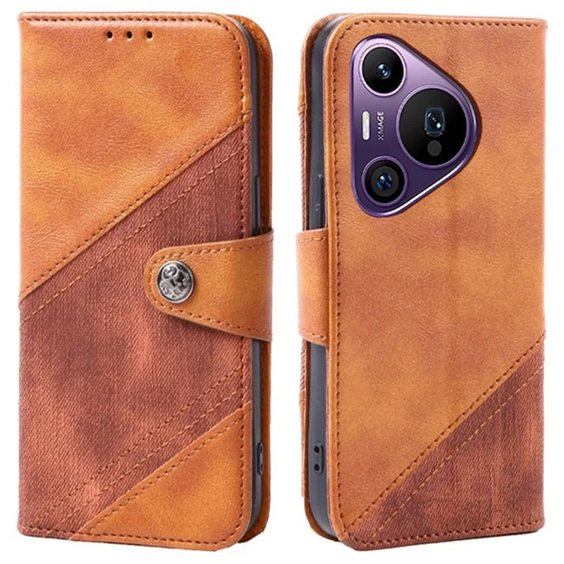 Per Huawei Pura 70 Pro / Pura 70 Pro+ Custodia Flip Antiurto in Pelle Cover Telefonica Texture Splicing - Marrone