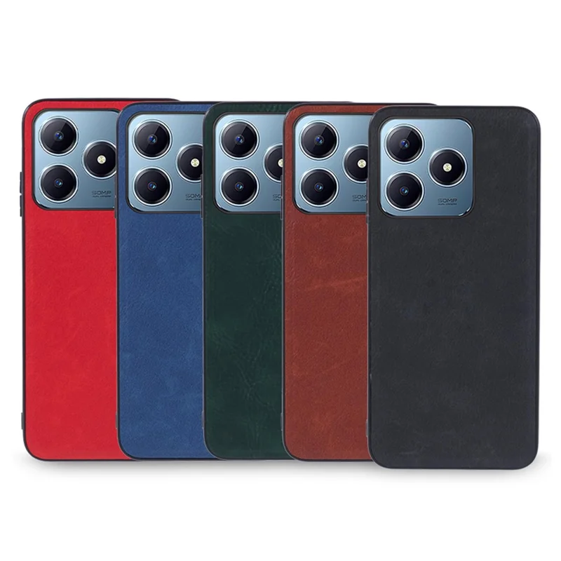 For Realme Note 60x 4G / C63 4G / C61 4G Case Leather + PC + TPU Phone Cover Vintage Protective - Black