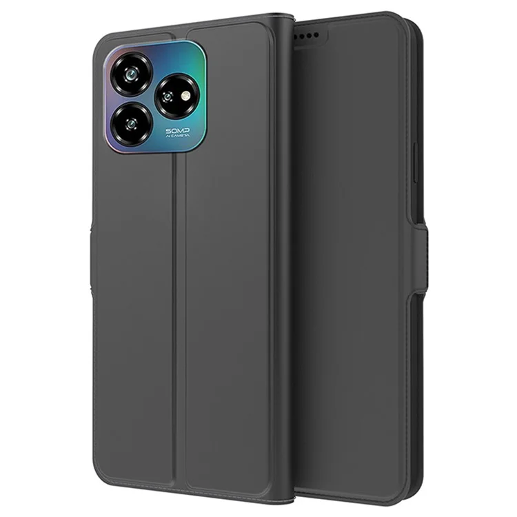 For ZTE Axon 60 Lite Case PU Leather Card Holder Stand Protective Phone Cover - Black