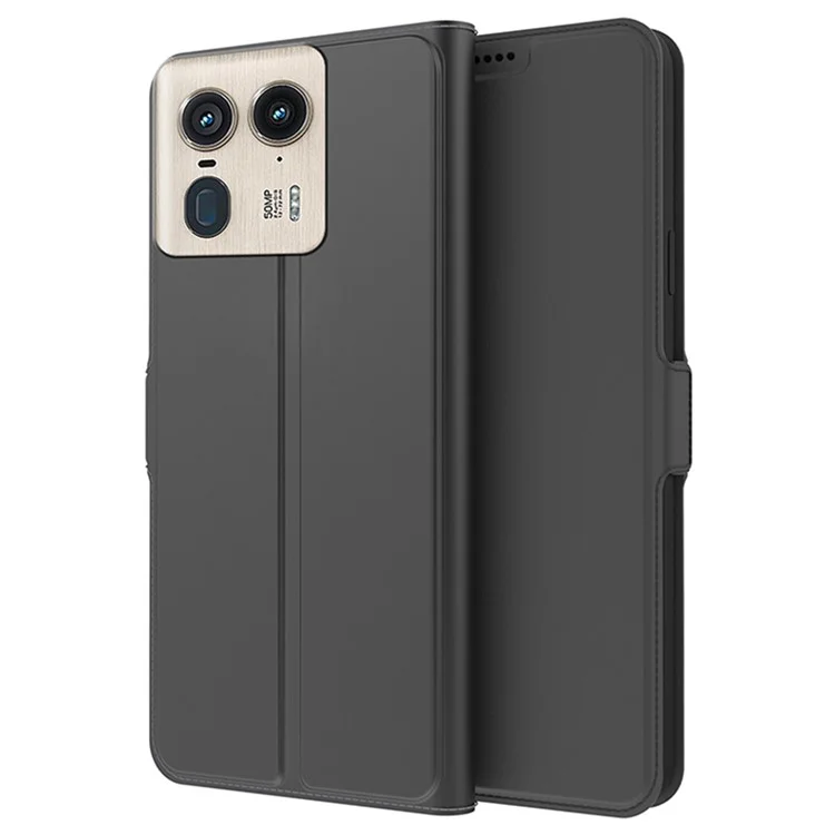 For Motorola Edge 50 Ultra 5G / Moto X50 Ultra 5G Case Leather Phone Cover with Card Slots - Black