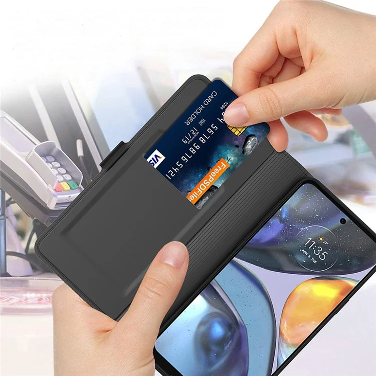 For Motorola Edge 50 Ultra 5G / Moto X50 Ultra 5G Case Leather Phone Cover with Card Slots - Black