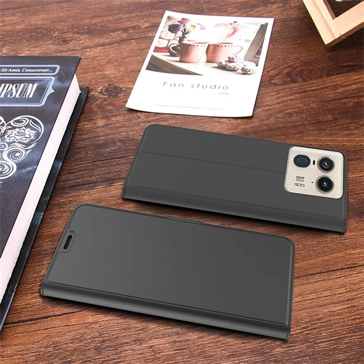 For Motorola Edge 50 Ultra 5G / Moto X50 Ultra 5G Case Leather Phone Cover with Card Slots - Black