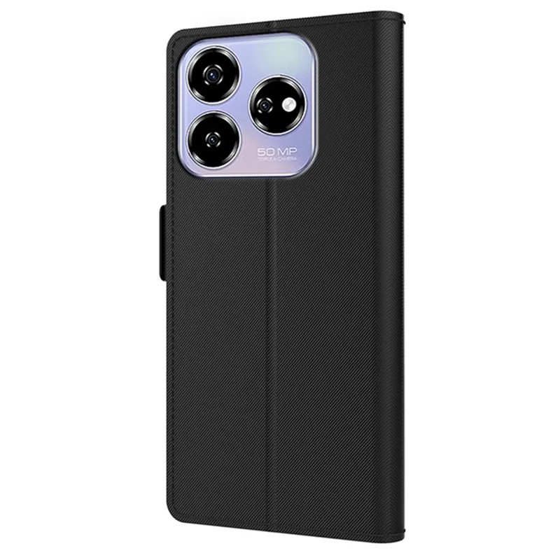 For ZTE Axon 60 Case PU Leather Card Holder Phone Cover Makeup Mirror Flip - Black