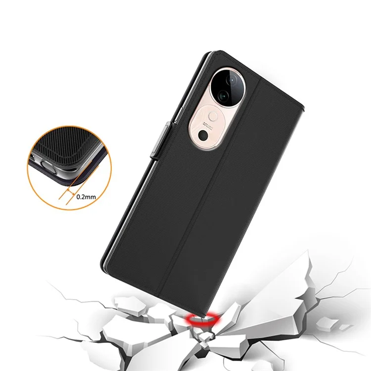 Para vivo S19 5G Case Mirror Design TPU + PU Leather Protective Flip Cover - Preto