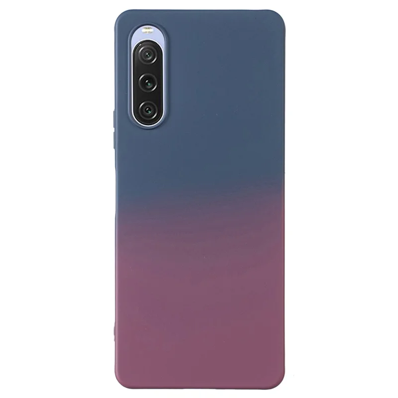 For Sony Xperia 10 V Case Soft TPU Anti-Drop Phone Cover Two-Color Gradient -  Dark Blue+Dark Purple