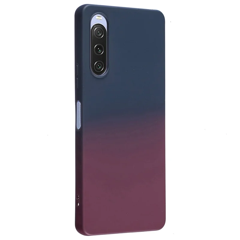 For Sony Xperia 10 V Case Soft TPU Anti-Drop Phone Cover Two-Color Gradient -  Dark Blue+Dark Purple
