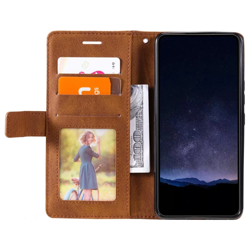 Für iPhone 16 Plus Case Bedruckte Linien PU-Leder Splicing Wallet Phone Cover - Braun