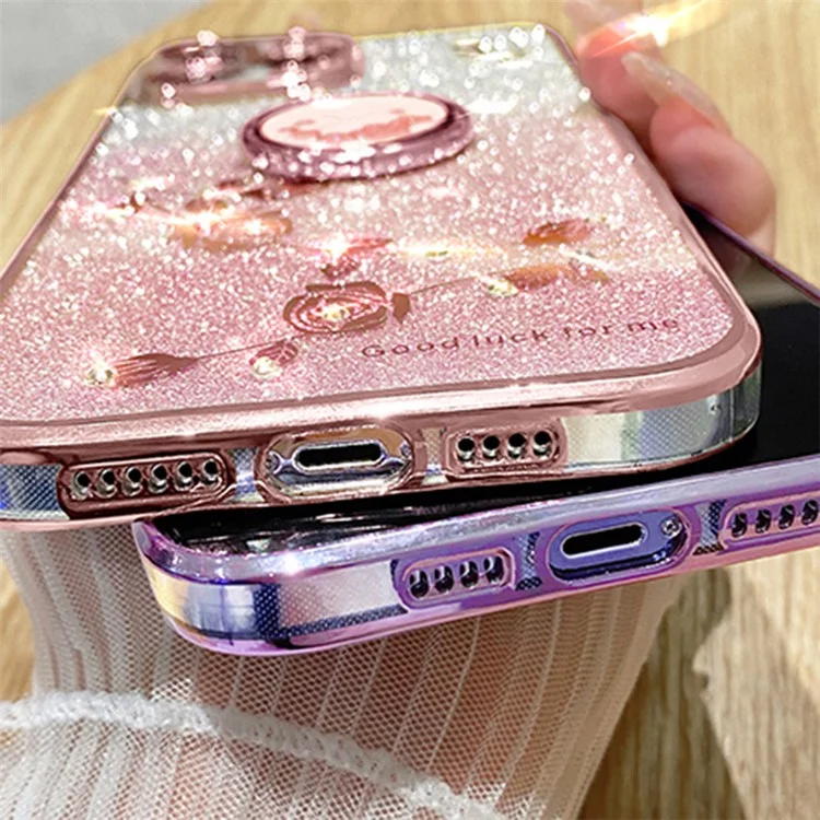 KADEM per Motorola Edge 50 Ultra 5G / Moto X50 Ultra 5G Custodia Fiore Disegno Glitter Cute TPU Cover Telefono Supporto - Viola