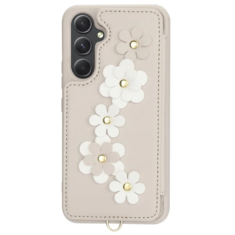 SY-001 For Samsung Galaxy S24+ Case Card Holder Kickstand Leather Back Phone Cover - Beige