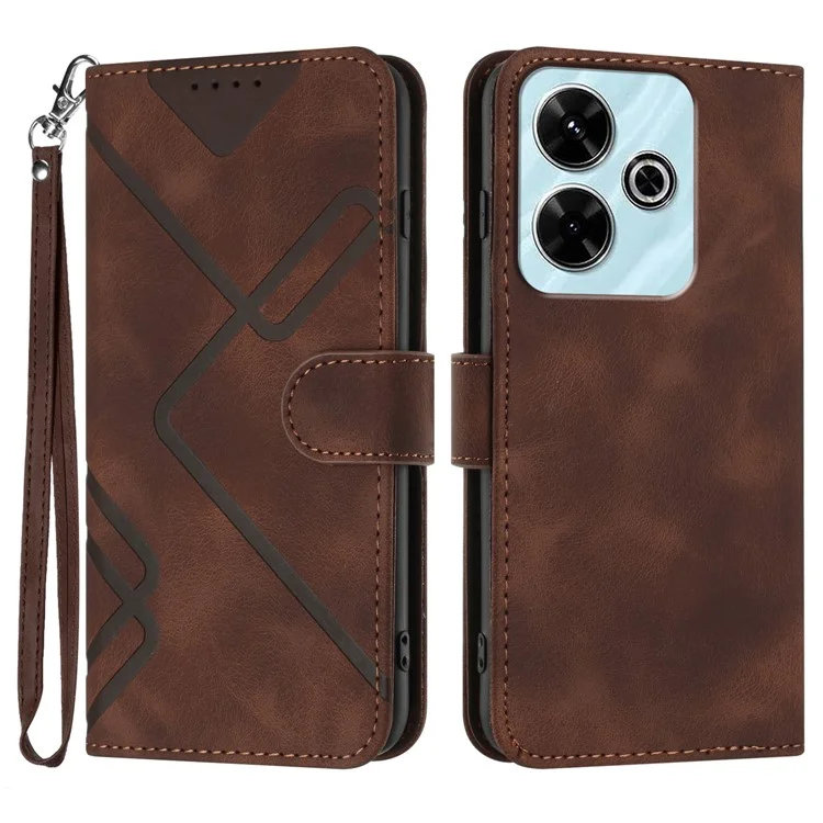 YX0040 Para Xiaomi Redmi 13 5G / 13 4G Case Geometric Imprinted Leather Wallet Phone Cover - Coffee