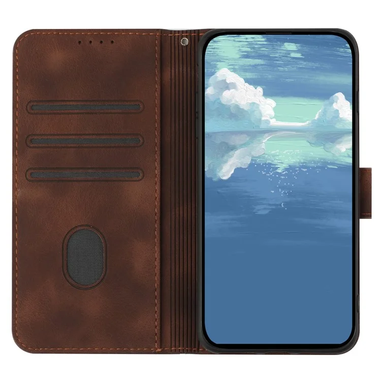 YX0040 Para Xiaomi Redmi 13 5G / 13 4G Case Geometric Imprinted Leather Wallet Phone Cover - Coffee