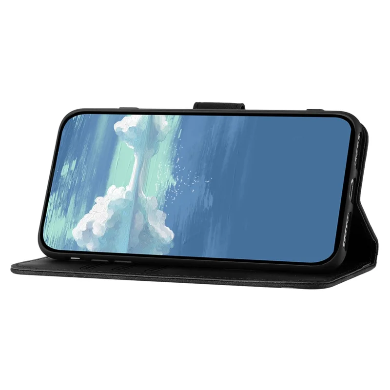 YX0040 For Sony Xperia 1 VI Case with Hand Strap Geometry Leather Phone Cover - Black