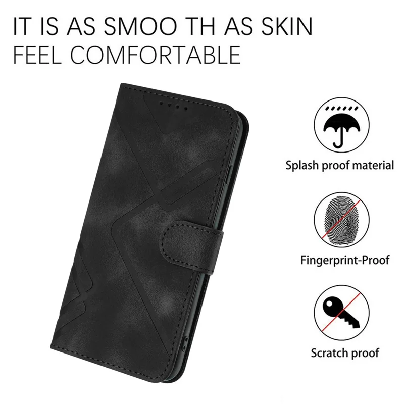 YX0040 For Sony Xperia 1 VI Case with Hand Strap Geometry Leather Phone Cover - Black