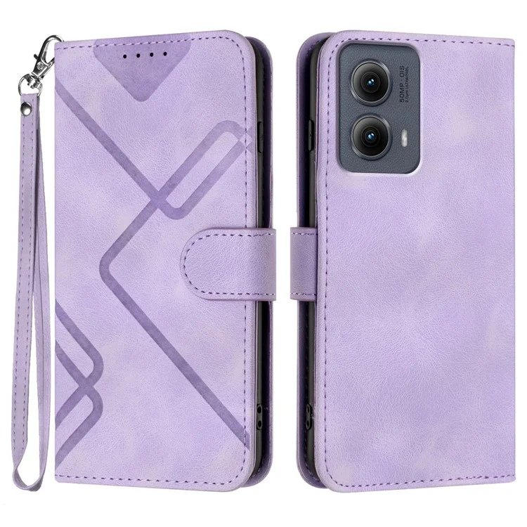 YX0040 For Motorola Edge (2024) 5G Case Geometry Imprinted PU Leather Flip Phone Cover - Light Purple