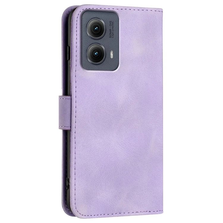 YX0040 For Motorola Edge (2024) 5G Case Geometry Imprinted PU Leather Flip Phone Cover - Light Purple