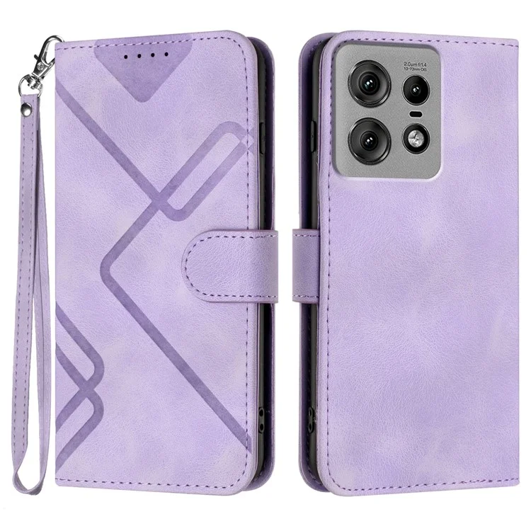 YX0040 Für Motorola Edge 50 Pro 5G Hülle Ledertelefon-Cover mit Magnetverschluss - Hellviolett