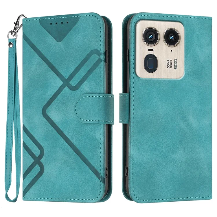 YX0040 für Motorola Edge 50 Ultra 5G / Moto X50 Ultra 5G Case Geometrische Lederhandy-Abdeckung - Baby Blau