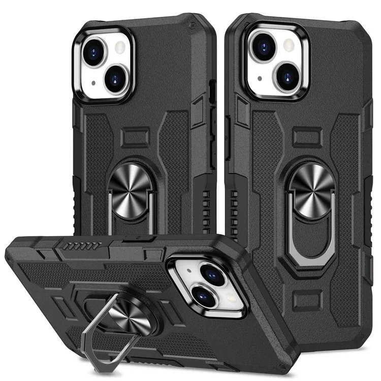 Per Iphone 13 Mini Mini da 5,4 Pollici Antcratch Han Galling Holing Holder pc + Cover Posteriore Del Telefono TPU Foglio Metallico Integrato - Nero