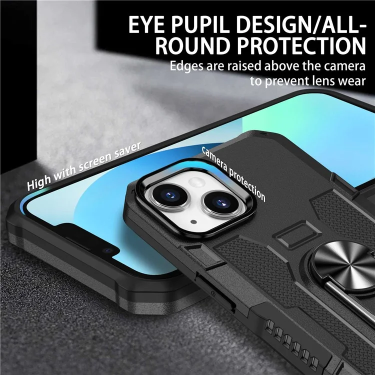 Per Iphone 13 Mini Mini da 5,4 Pollici Antcratch Han Galling Holing Holder pc + Cover Posteriore Del Telefono TPU Foglio Metallico Integrato - Nero