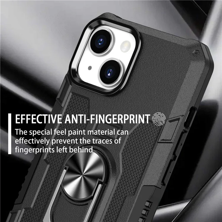Per Iphone 13 Mini Mini da 5,4 Pollici Antcratch Han Galling Holing Holder pc + Cover Posteriore Del Telefono TPU Foglio Metallico Integrato - Nero