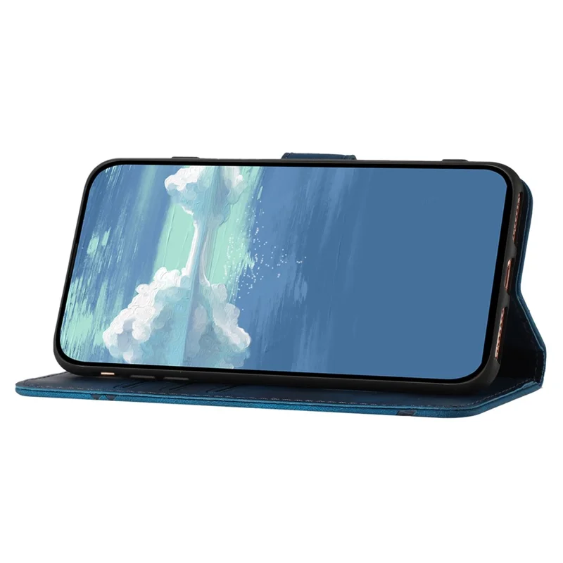 YX0040 For Oppo A60 4G Case Wallet Geometric Phone Leather Cover with Hand Strap - Sapphire