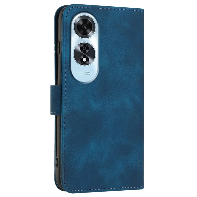 YX0040 For Oppo A60 4G Case Wallet Geometric Phone Leather Cover with Hand Strap - Sapphire