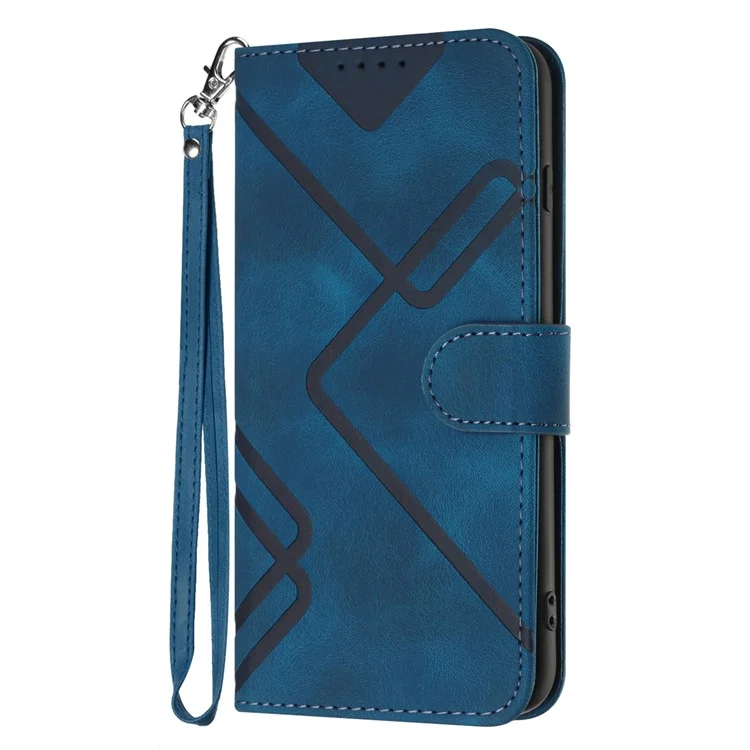 YX0040 For TECNO Camon 30 4G / 5G Case Wallet Card Slots Geometry Leather Phone Cover - Sapphire