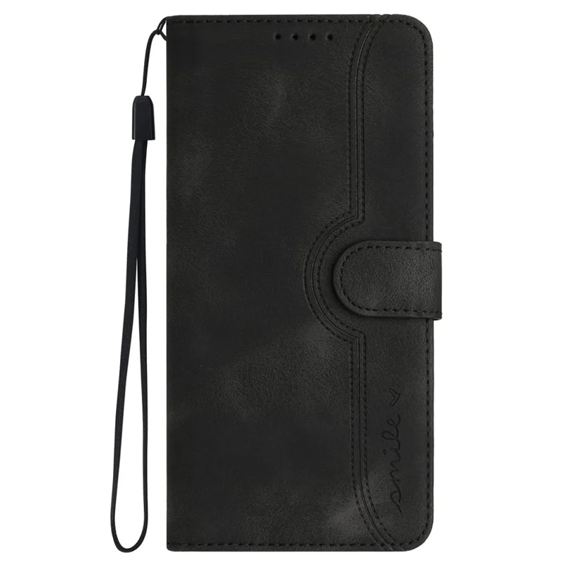 YX0030 For iPhone 16 Pro Max Case PU Leather Wallet Phone Cover Smile Letter - Black