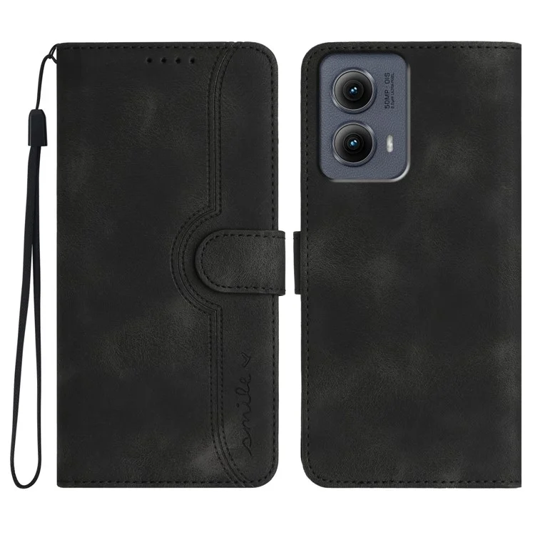 YX0030 For Motorola Edge (2024) 5G Case Card Slots Wallet Leather Phone Cover - Schwarz