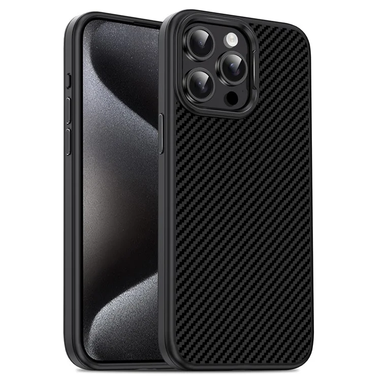 Étui pour iPhone 13 Pro Max IPAKY en fibre de carbone - Noir