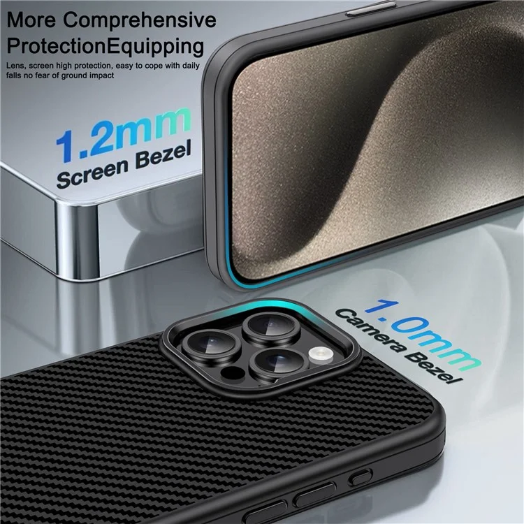 Étui pour iPhone 13 Pro Max IPAKY en fibre de carbone - Noir
