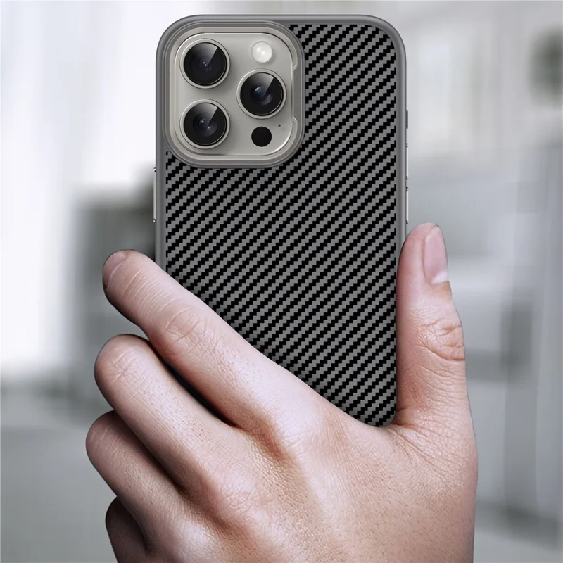 IPAKY For iPhone 13 Pro TPU Case Carbon Fiber Texture Protective Phone Cover - Black