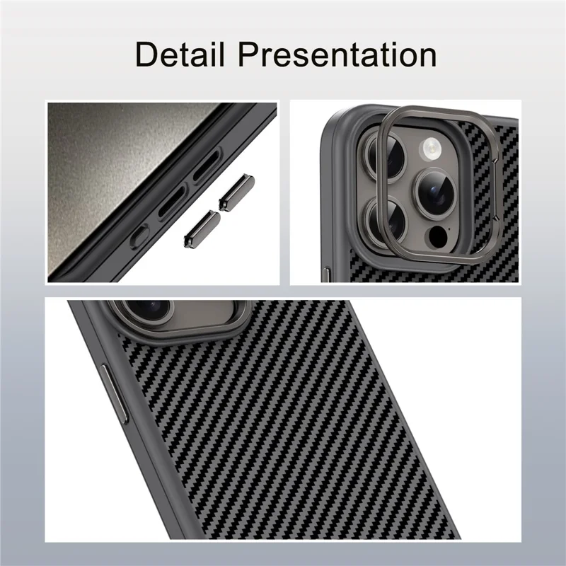 IPAKY For iPhone 13 Pro TPU Case Carbon Fiber Texture Protective Phone Cover - Black