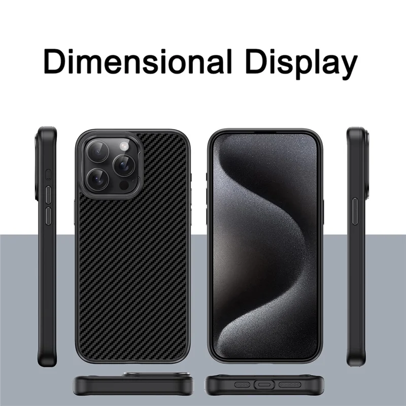IPAKY For iPhone 13 Pro TPU Case Carbon Fiber Texture Protective Phone Cover - Black