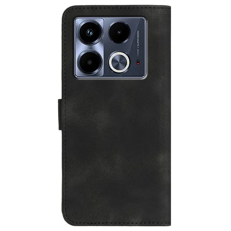 YX0030 For Infinix Note 40 Case Wallet Card Slots Imprinted Leather Phone Cover - Black